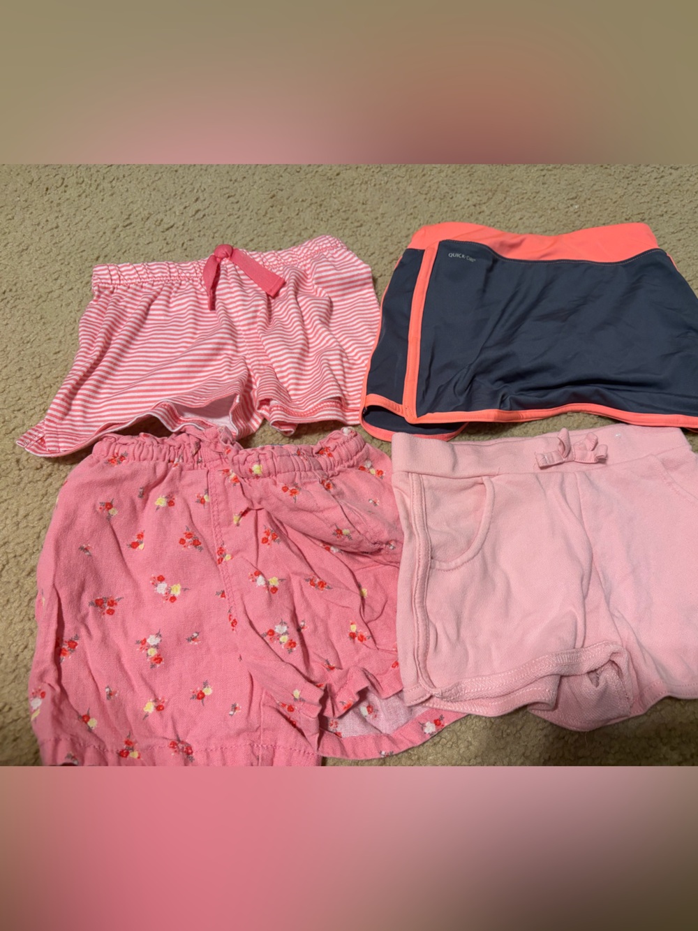 Lot of 4 shorts Garanimals Pink Floral and Stripe Girls Pajama/Shorts Mix